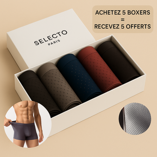 (5 ACHETÉS = 5 OFFERTS) Boxers Écologiques en Bambou – Douceur, Respirabilité et Confort Durable