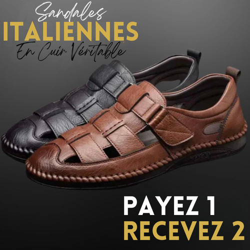[PAYEZ 1, RECEVEZ 2] Sandales en cuir véritable pour homme – Design italien + CADEAU OFFERT